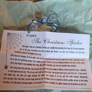 Blue and Silver Beaded Spider Ornament
